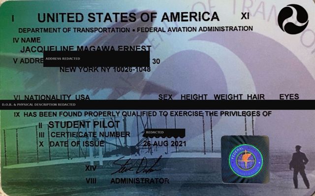 FAA Student Pilot Certificate